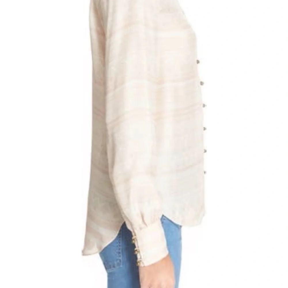 Veronica Beard Natural Bahia Silk Blouse - 6 - Picture 2 of 15